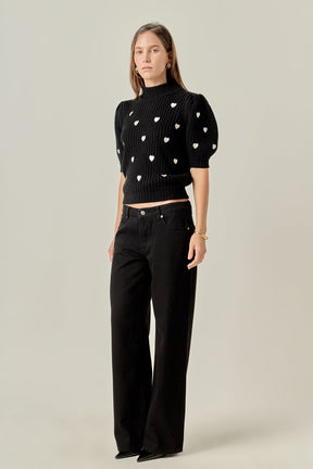 ENGLISH FACTORY - Embroidered Heart Sweater - SWEATERS & KNITS available at Objectrare