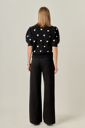 ENGLISH FACTORY - Embroidered Heart Sweater - SWEATERS & KNITS available at Objectrare