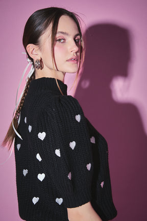 Heart Shape Embroidery Sweater