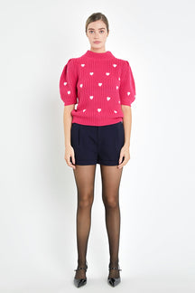 ENGLISH FACTORY - Heart Shape Embroidery Sweater - SWEATERS & KNITS available at Objectrare