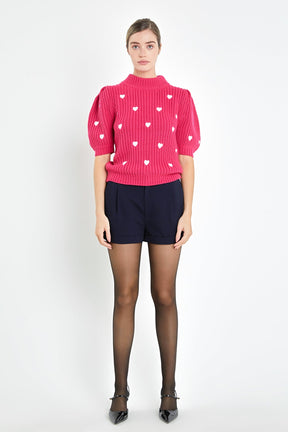 ENGLISH FACTORY - Heart Shape Embroidery Sweater - SWEATERS & KNITS available at Objectrare
