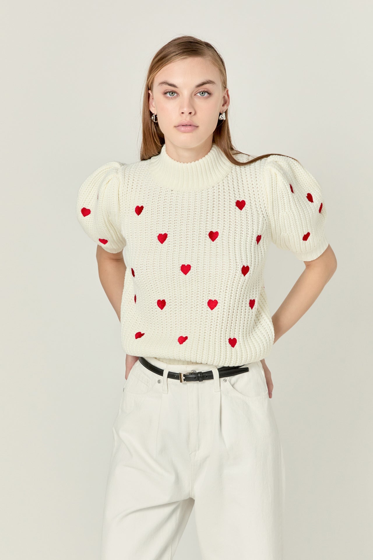 ENGLISH FACTORY - Embroidered Heart Sweater - SWEATERS & KNITS available at Objectrare