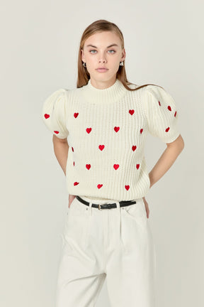 ENGLISH FACTORY - Embroidered Heart Sweater - SWEATERS & KNITS available at Objectrare