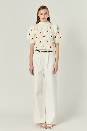 ENGLISH FACTORY - Embroidered Heart Sweater - SWEATERS & KNITS available at Objectrare