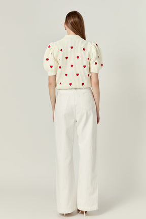 ENGLISH FACTORY - Embroidered Heart Sweater - SWEATERS & KNITS available at Objectrare