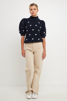 ENGLISH FACTORY - Heart Shape Embroidery Sweater - SWEATERS & KNITS available at Objectrare