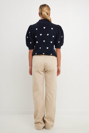 ENGLISH FACTORY - Heart Shape Embroidery Sweater - SWEATERS & KNITS available at Objectrare