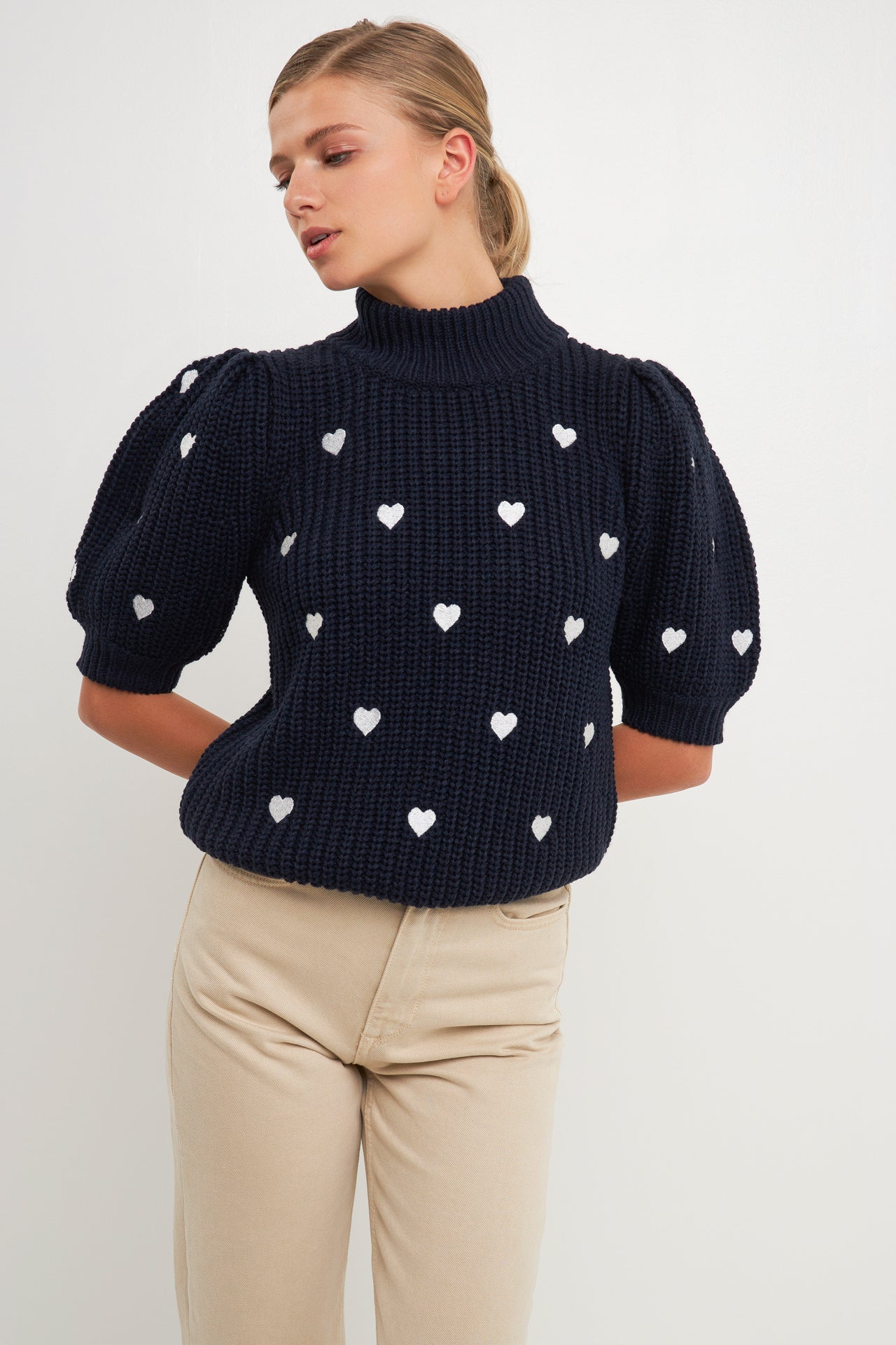 Heart Shape Embroidery Sweater