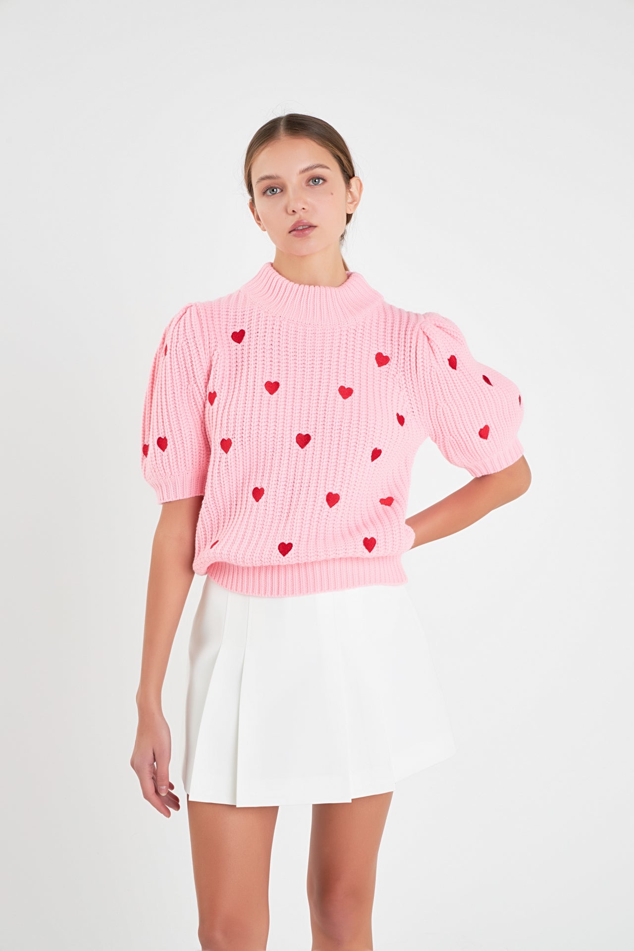 ENGLISH FACTORY - Heart Shape Embroidery Sweater - SWEATERS & KNITS available at Objectrare