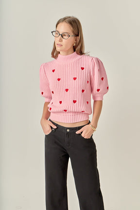 ENGLISH FACTORY - Embroidered Heart Sweater - SWEATERS & KNITS available at Objectrare