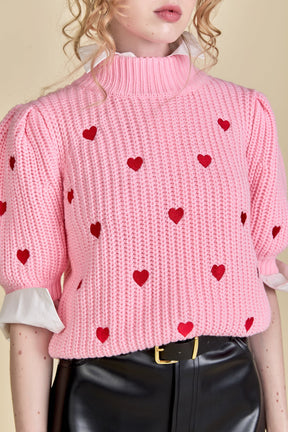 ENGLISH FACTORY - Embroidered Heart Sweater - SWEATERS & KNITS available at Objectrare