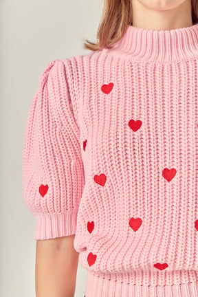 ENGLISH FACTORY - Embroidered Heart Sweater - SWEATERS & KNITS available at Objectrare