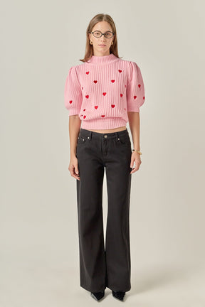 ENGLISH FACTORY - Embroidered Heart Sweater - SWEATERS & KNITS available at Objectrare