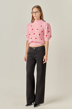 ENGLISH FACTORY - Embroidered Heart Sweater - SWEATERS & KNITS available at Objectrare