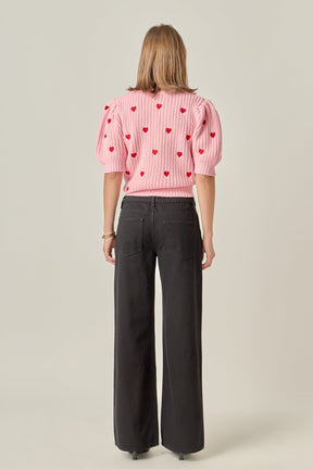 ENGLISH FACTORY - Embroidered Heart Sweater - SWEATERS & KNITS available at Objectrare