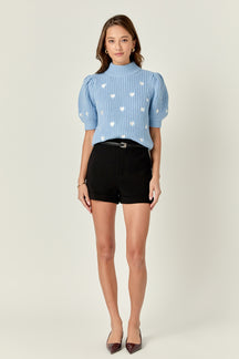 ENGLISH FACTORY - Heart Shape Embroidery Sweater - SWEATERS & KNITS available at Objectrare