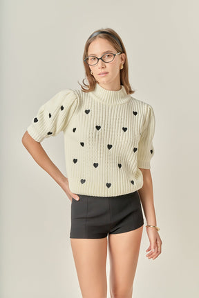 ENGLISH FACTORY - Embroidered Heart Sweater - SWEATERS & KNITS available at Objectrare