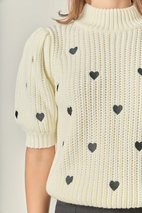 ENGLISH FACTORY - Embroidered Heart Sweater - SWEATERS & KNITS available at Objectrare