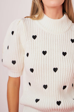 Heart Shape Embroidery Sweater