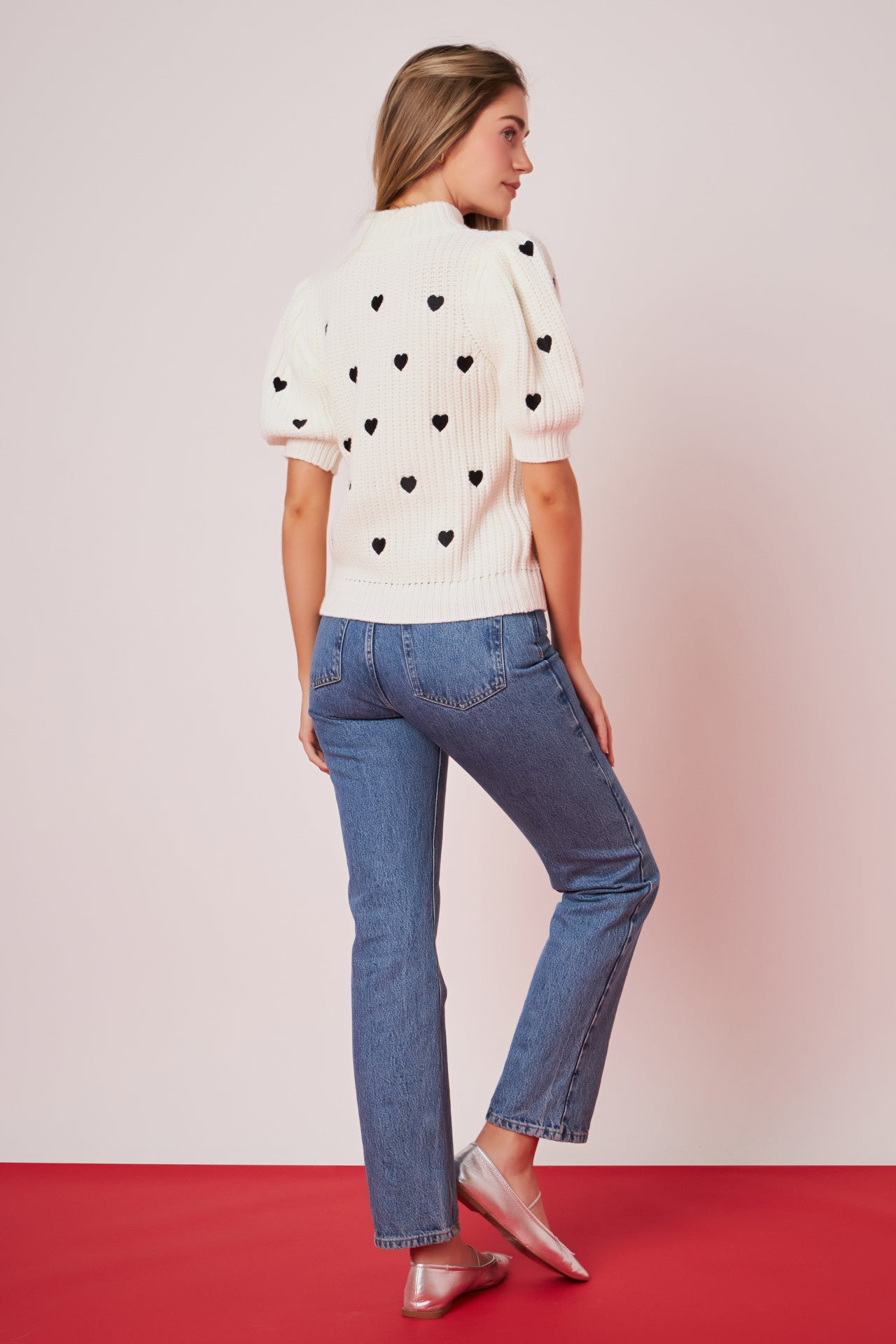 Heart Shape Embroidery Sweater