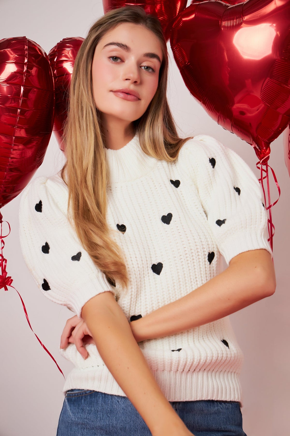 ENGLISH FACTORY - Heart Shape Embroidery Sweater - SWEATERS & KNITS available at Objectrare