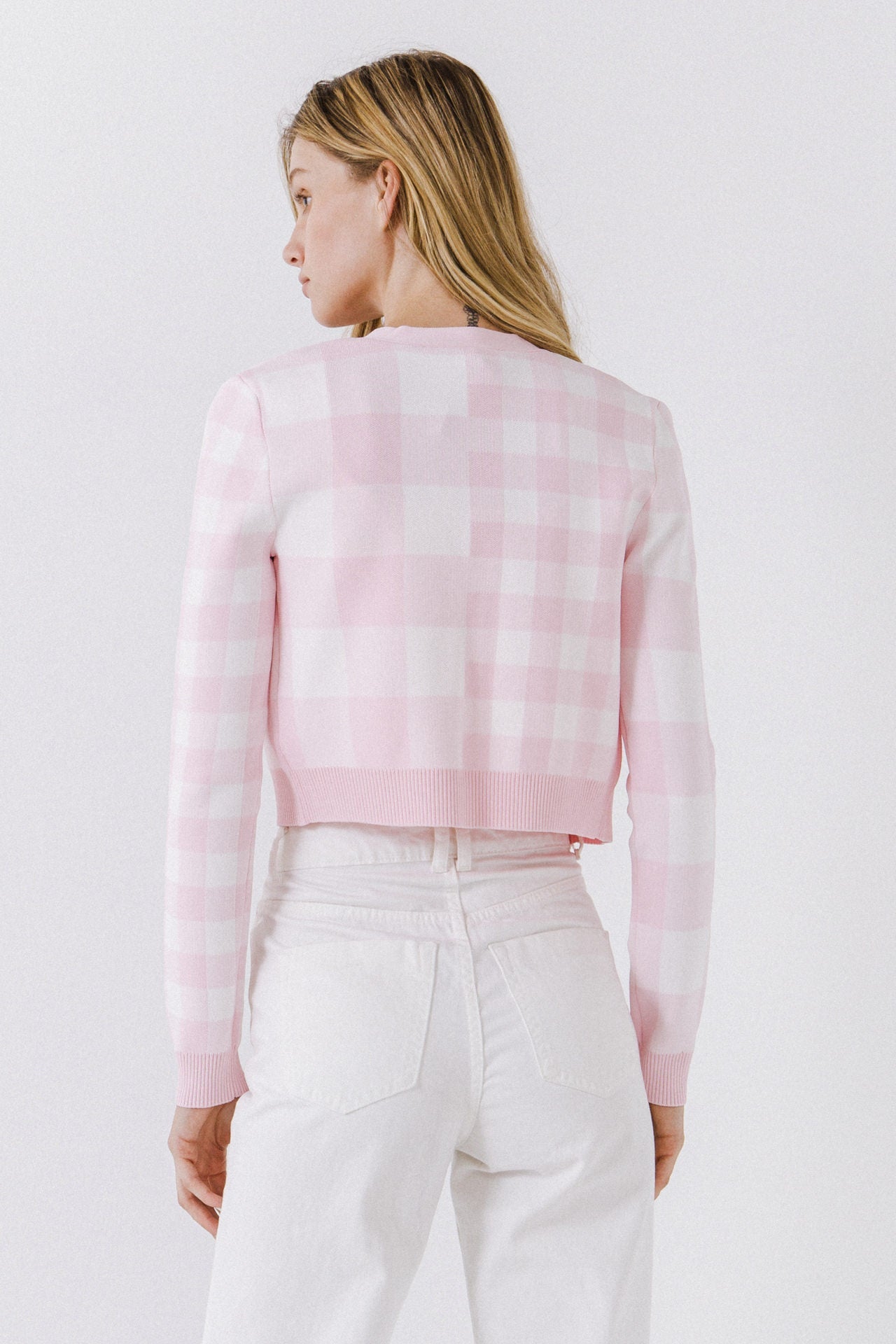 ENGLISH FACTORY - Women Gingham Knit Cardigan - SWEATERS & KNITS available at Objectrare