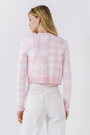 ENGLISH FACTORY - Women Gingham Knit Cardigan - SWEATERS & KNITS available at Objectrare