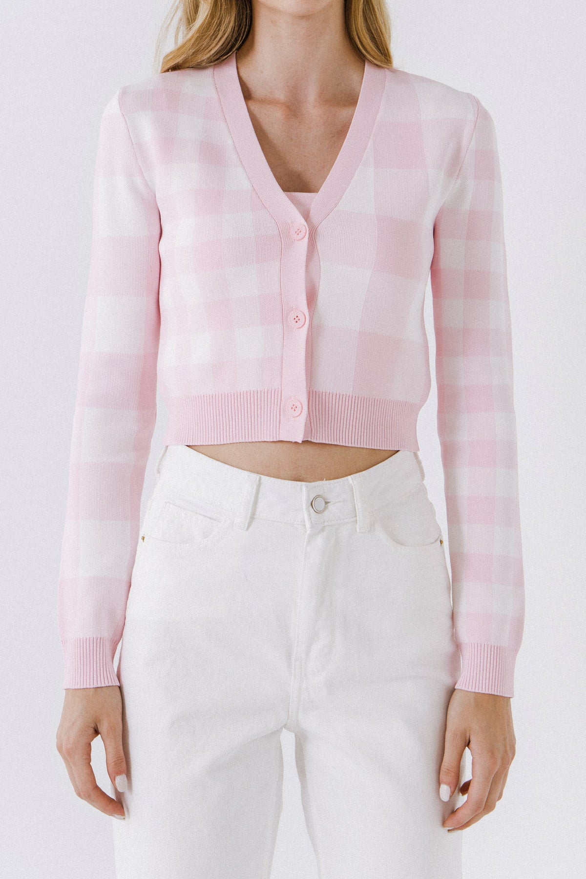 ENGLISH FACTORY - English Factory - Women Gingham Knit Cardigan - CARDIGANS available at Objectrare