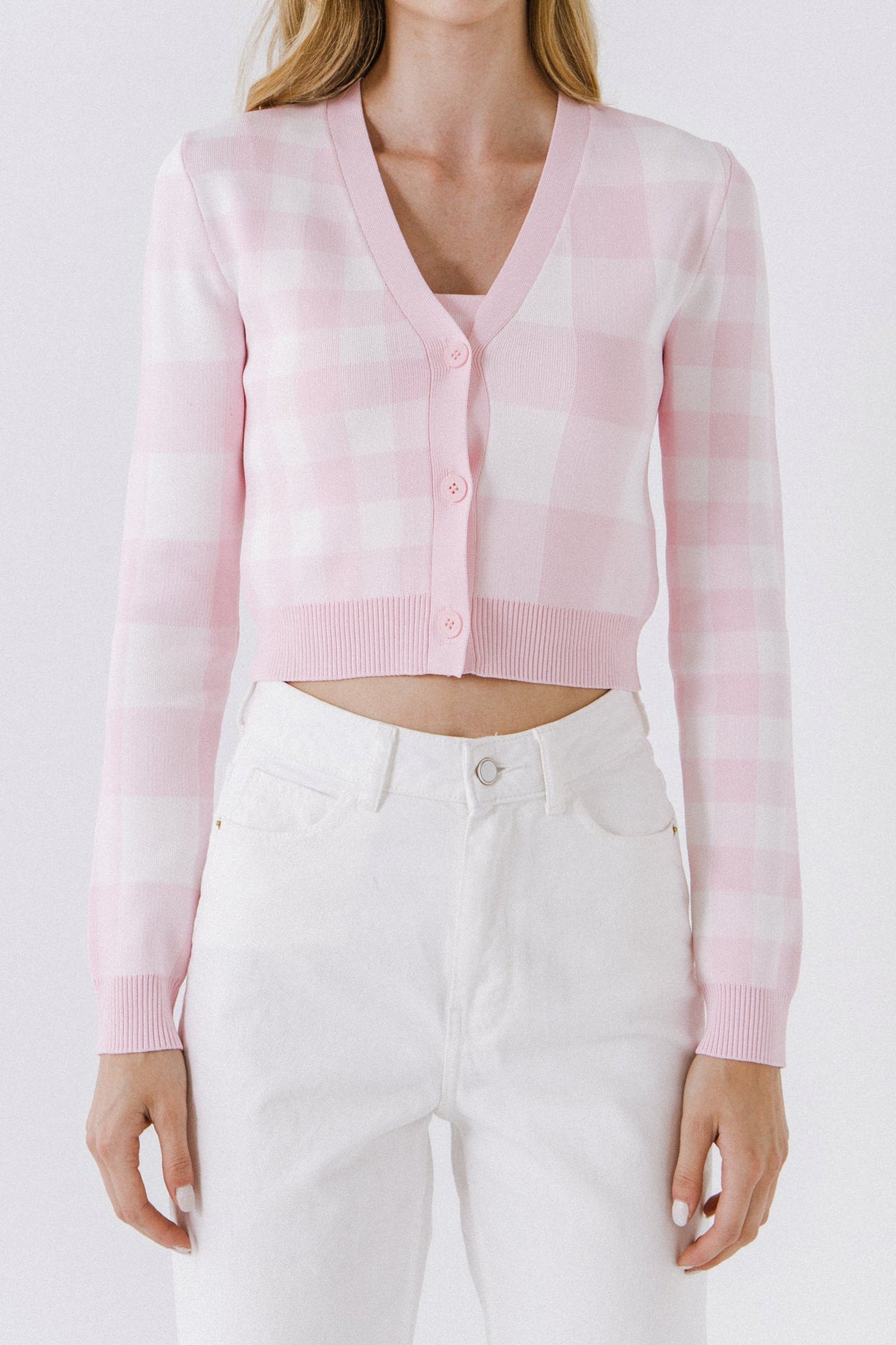 ENGLISH FACTORY - Women Gingham Knit Cardigan - SWEATERS & KNITS available at Objectrare