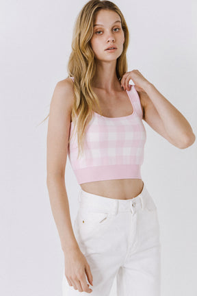 ENGLISH FACTORY - Women Gingham Knit Tank Top - CAMI TOPS & TANK available at Objectrare