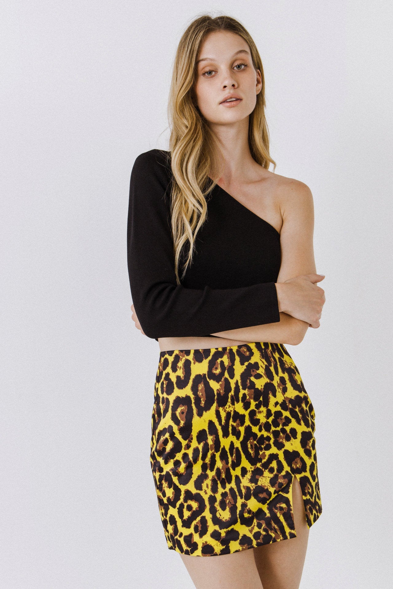 ENDLESS ROSE - Animal Print Slit Detail Mini Skirt - SKIRTS available at Objectrare