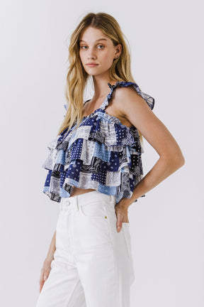 ENGLISH FACTORY - Paisley Ruffled Top - TOPS available at Objectrare