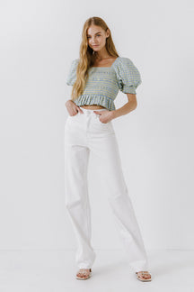 ENGLISH FACTORY - Women Woven Gingham Blouse - TOPS available at Objectrare