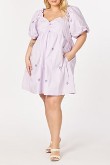 ENGLISH FACTORY - Plus Size Floral Embroidery Babydoll Dress - DRESSES available at Objectrare