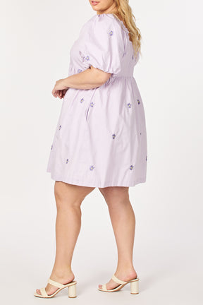ENGLISH FACTORY - Plus Size Floral Embroidery Babydoll Dress - DRESSES available at Objectrare