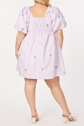 ENGLISH FACTORY - Plus Size Floral Embroidery Babydoll Dress - DRESSES available at Objectrare