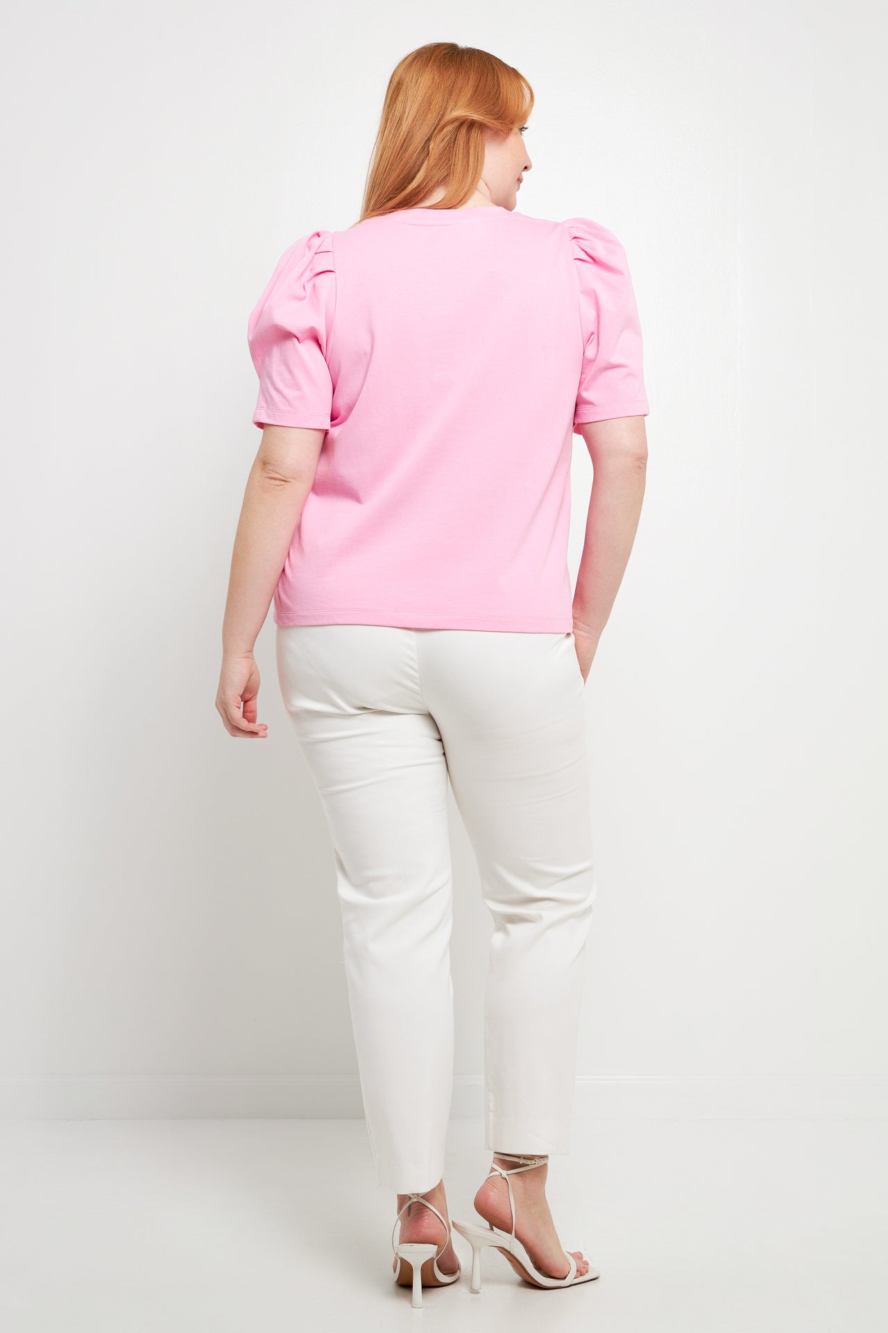 Short Puff Sleeve Knit Top Plus Size