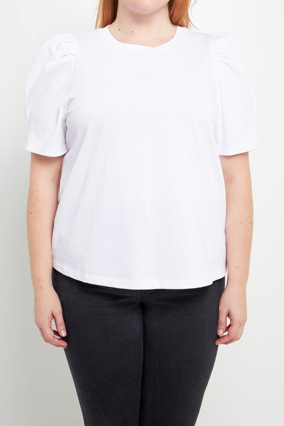 ENGLISH FACTORY - English Factory - Plus Size Short Puff Sleeve Knit Top - TOPS available at Objectrare