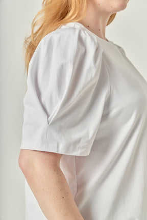 Plus Size Short Puff Sleeve Knit Top