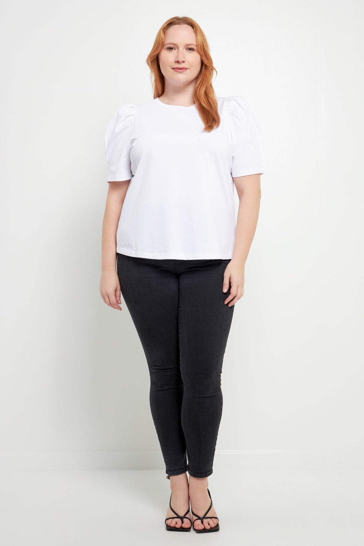 ENGLISH FACTORY - English Factory - Plus Size Short Puff Sleeve Knit Top - TOPS available at Objectrare