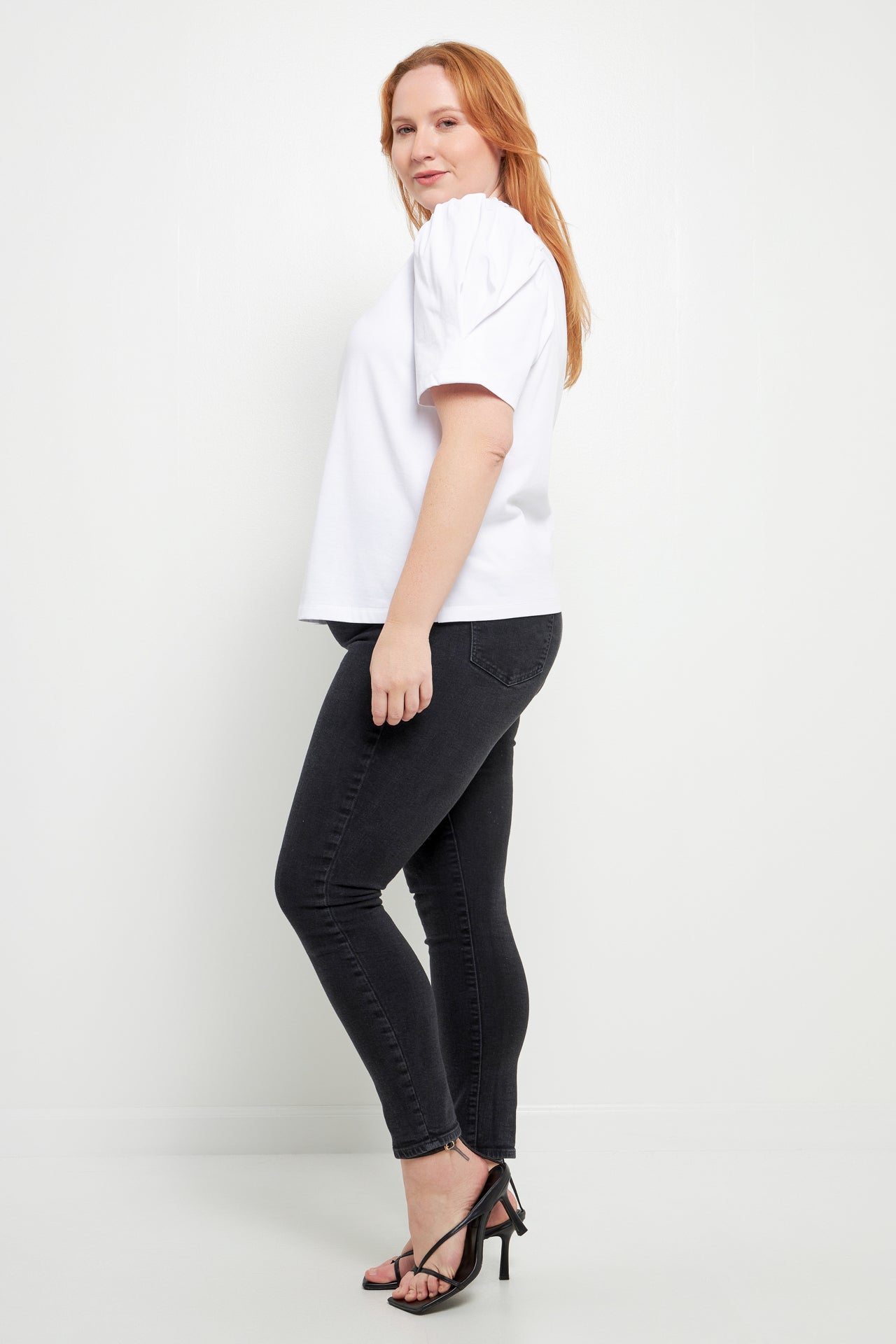 ENGLISH FACTORY - English Factory - Plus Size Short Puff Sleeve Knit Top - TOPS available at Objectrare