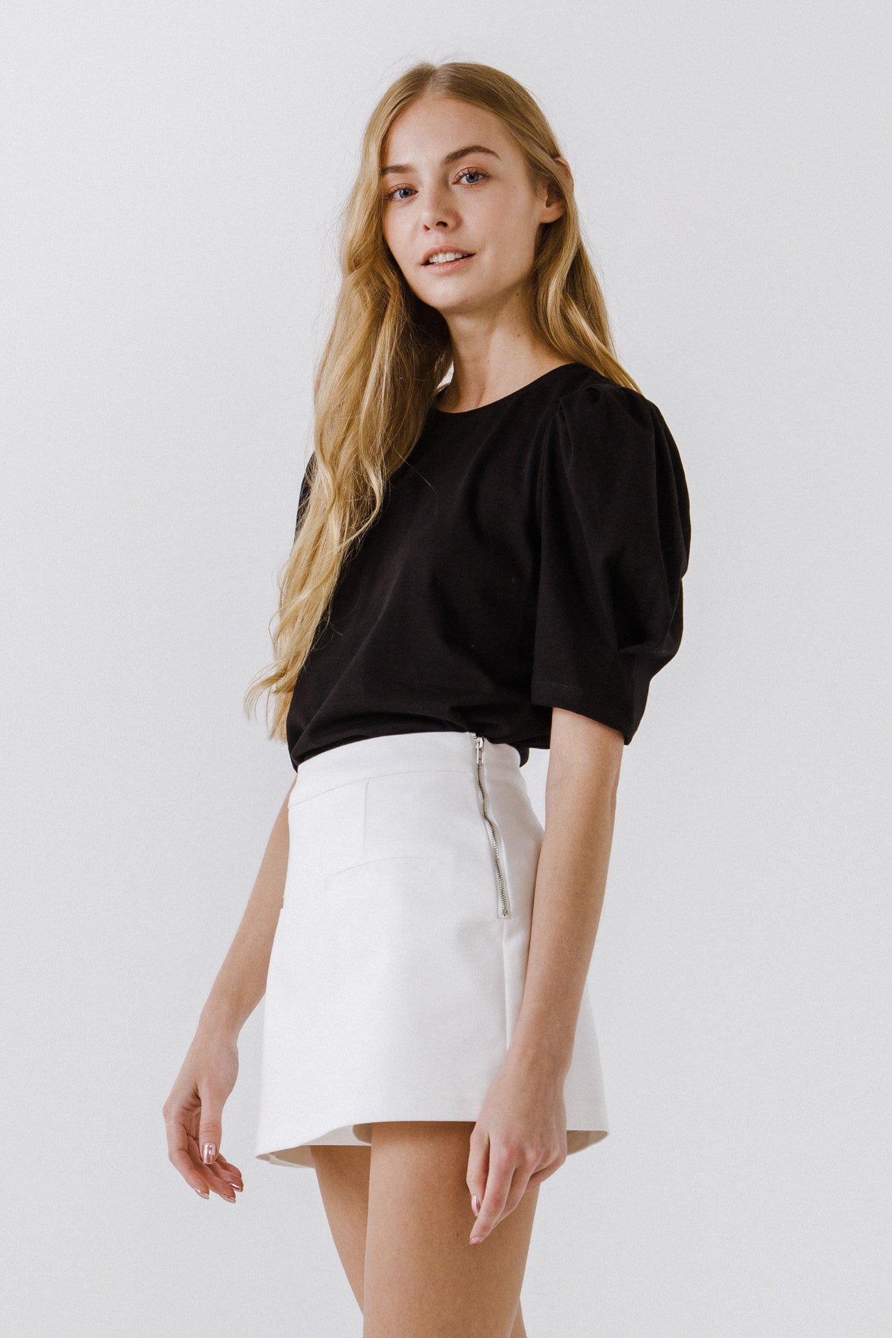 ENGLISH FACTORY - English Factory - Pleated Puff Sleeve T-Shirt - TOPS available at Objectrare