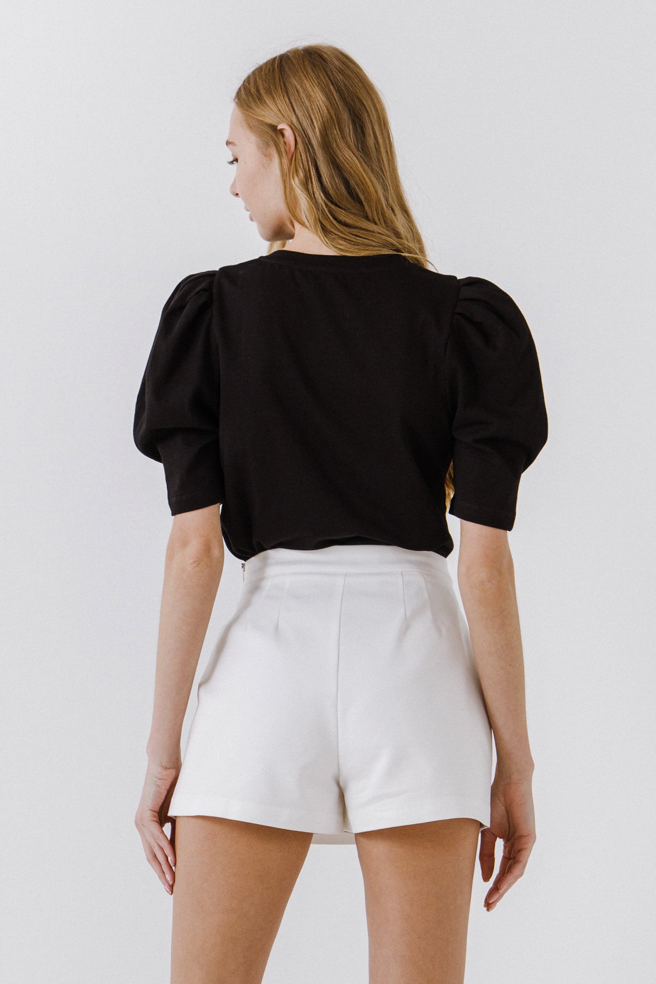 ENGLISH FACTORY - English Factory - Pleated Puff Sleeve T-Shirt - TOPS available at Objectrare