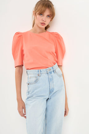 Pleated Puff Sleeve T-Shirt