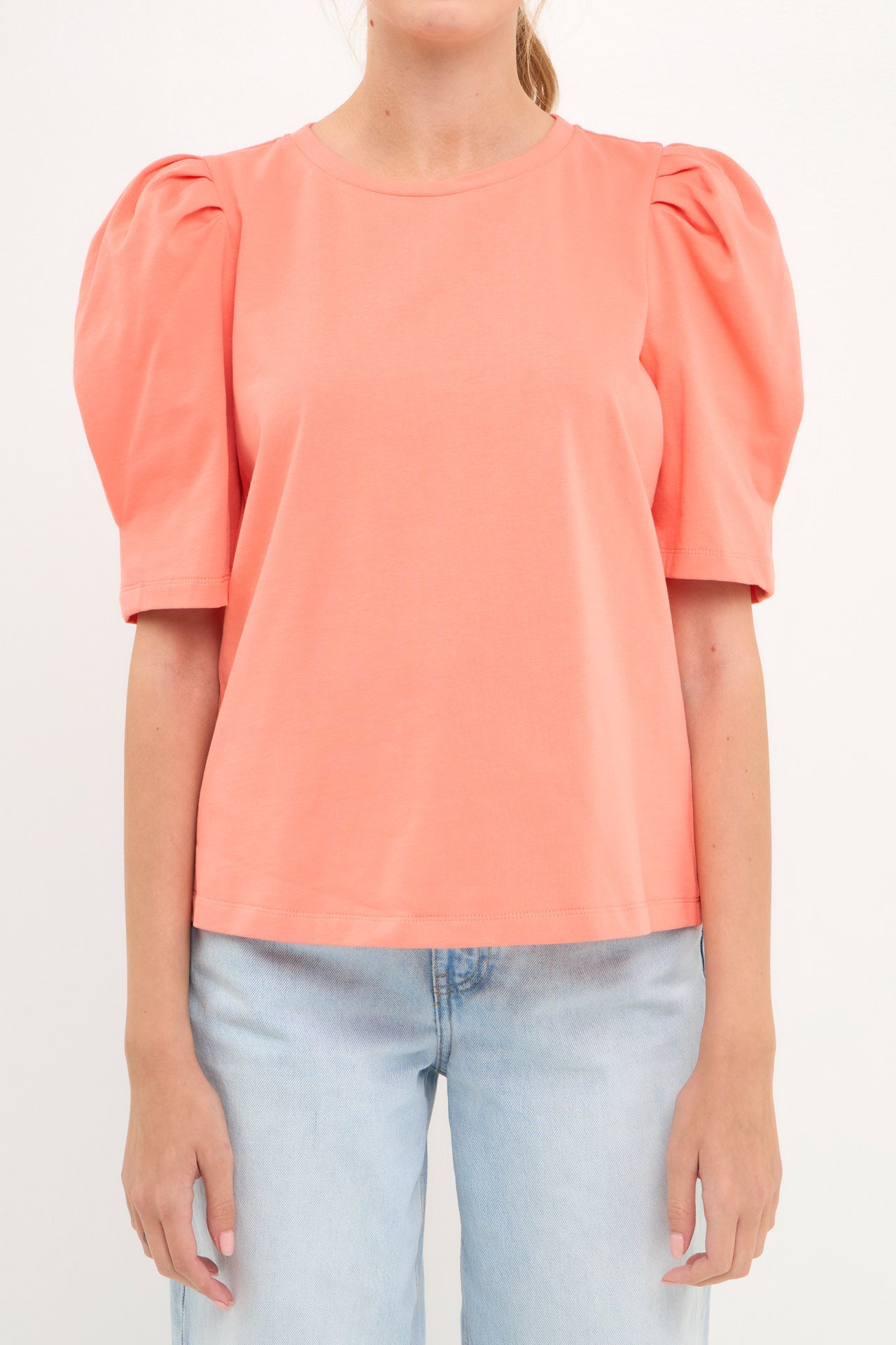 Pleated Puff Sleeve T-Shirt