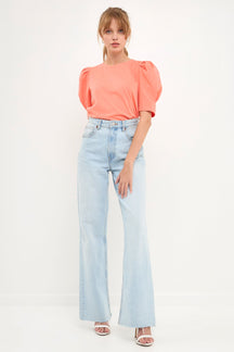 ENGLISH FACTORY - Puff Sleeve T-Shirt - TOPS available at Objectrare