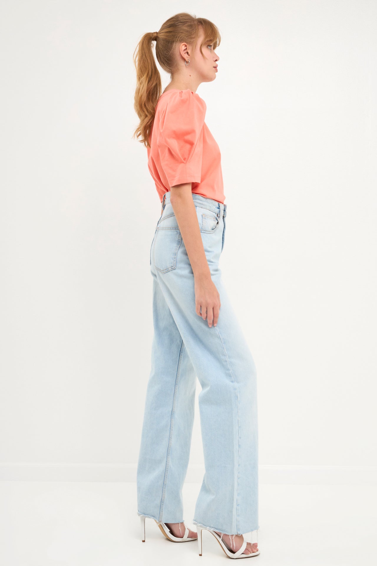 Pleated Puff Sleeve T-Shirt