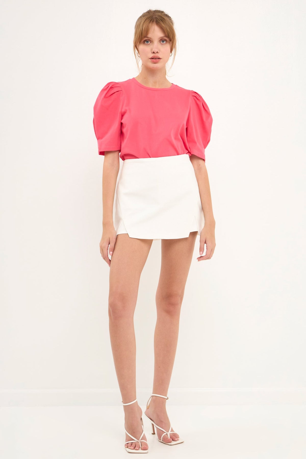 Pleated Puff Sleeve T-Shirt