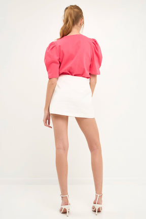 Pleated Puff Sleeve T-Shirt
