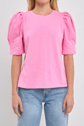 Pleated Puff Sleeve T-Shirt
